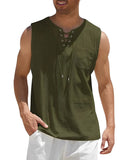 Cordón Oversize | Camiseta Sin Mangas Oversize Hombre Escote Cordones Bolsillo