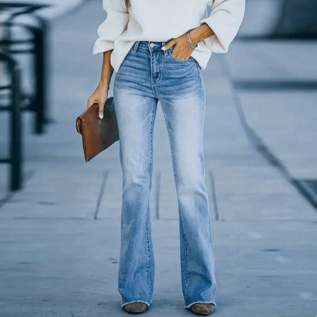 Inés Mujer Pantalones Vaqueros de Campana Cintura Alta Flare