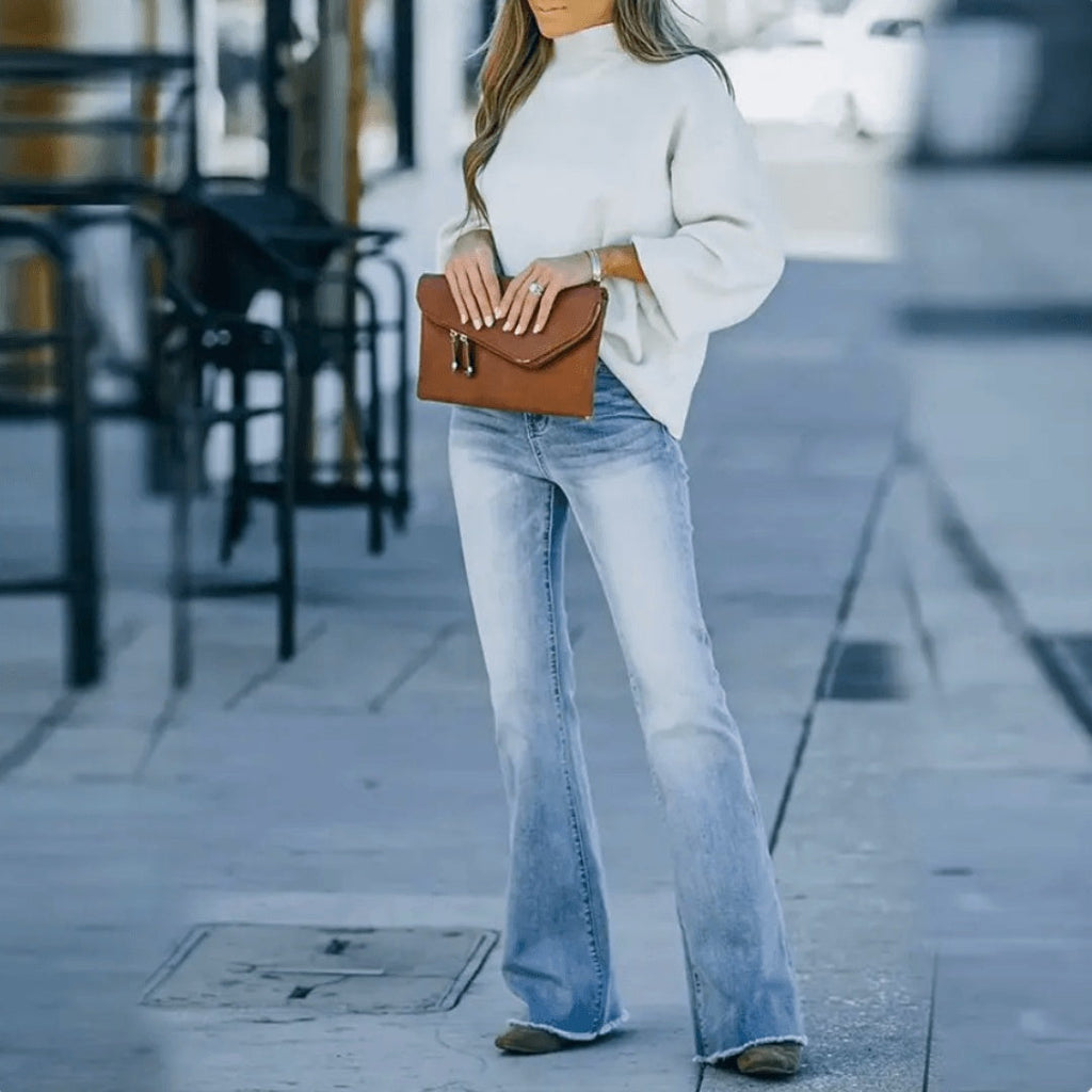Inés Mujer Pantalones Vaqueros de Campana Cintura Alta Flare