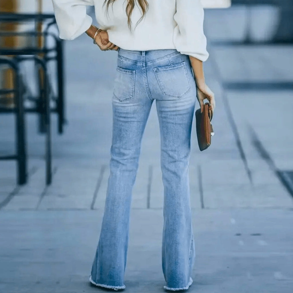 Inés Mujer Pantalones Vaqueros de Campana Cintura Alta Flare
