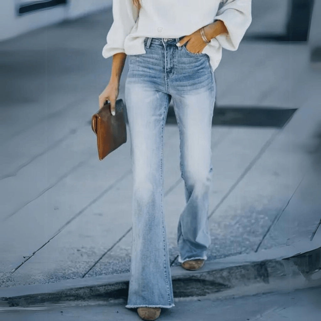 Inés Mujer Pantalones Vaqueros de Campana Cintura Alta Flare