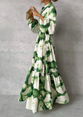Vestido Lencero Largo con Estampado y Cinturón