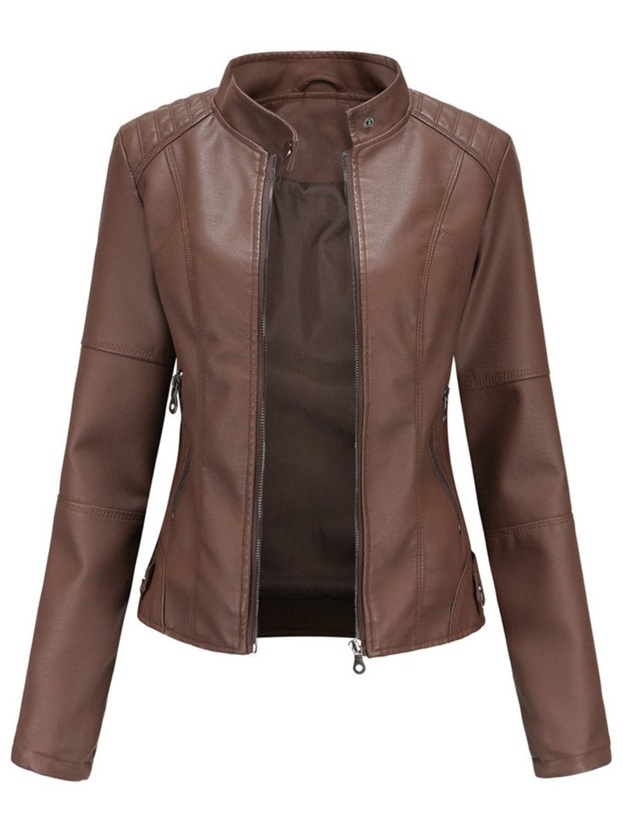 Chaqueta Motera de Polipiel con Cremallera para Mujer