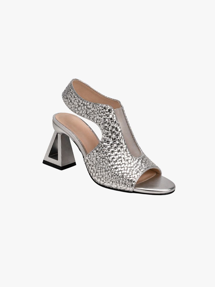 Sandalias Trenzadas Slingback de Tacón Geométrico para Mujer