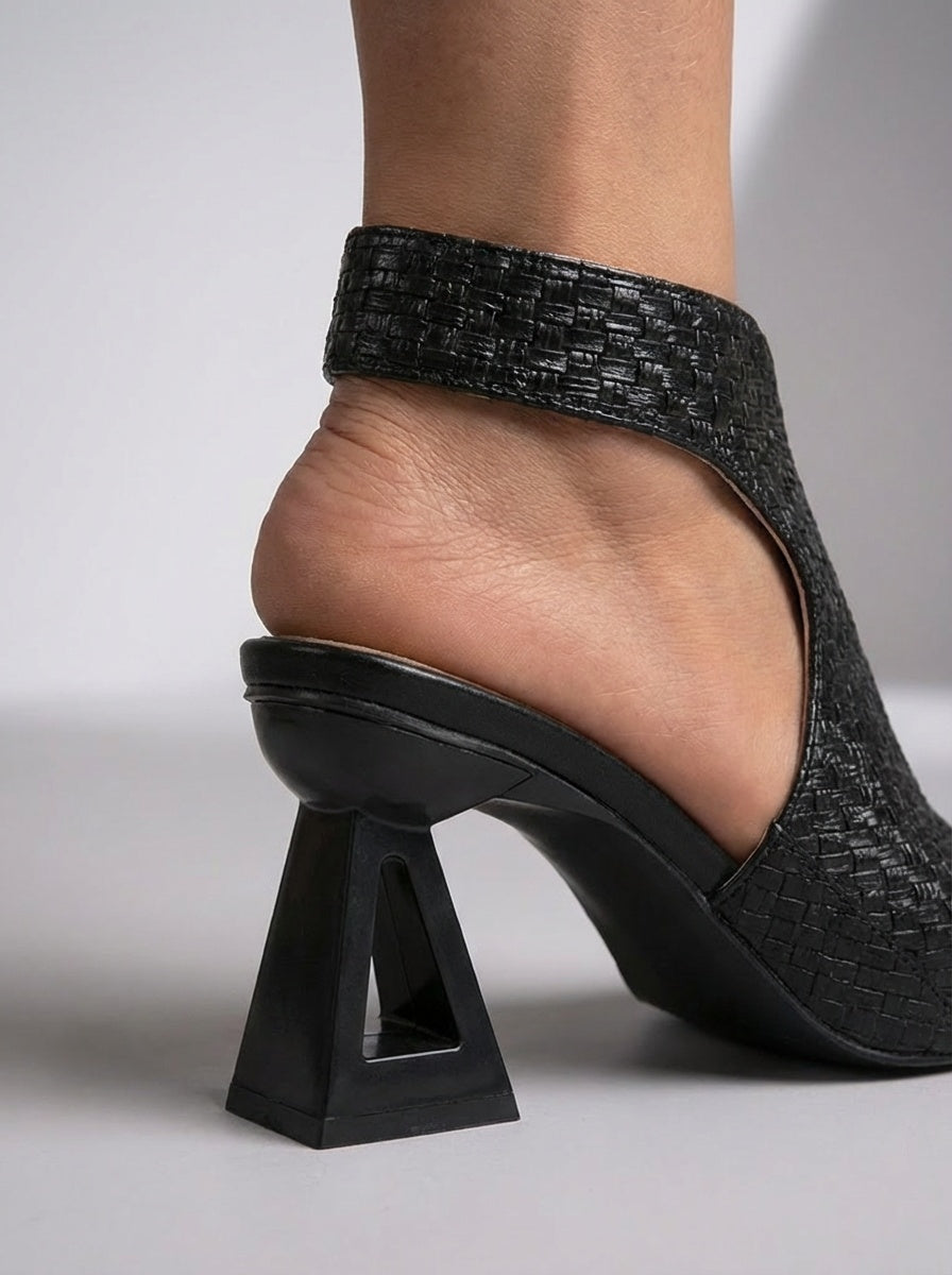 Sandalias Trenzadas Slingback de Tacón Geométrico para Mujer