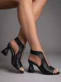 Sandalias Trenzadas Slingback de Tacón Geométrico para Mujer