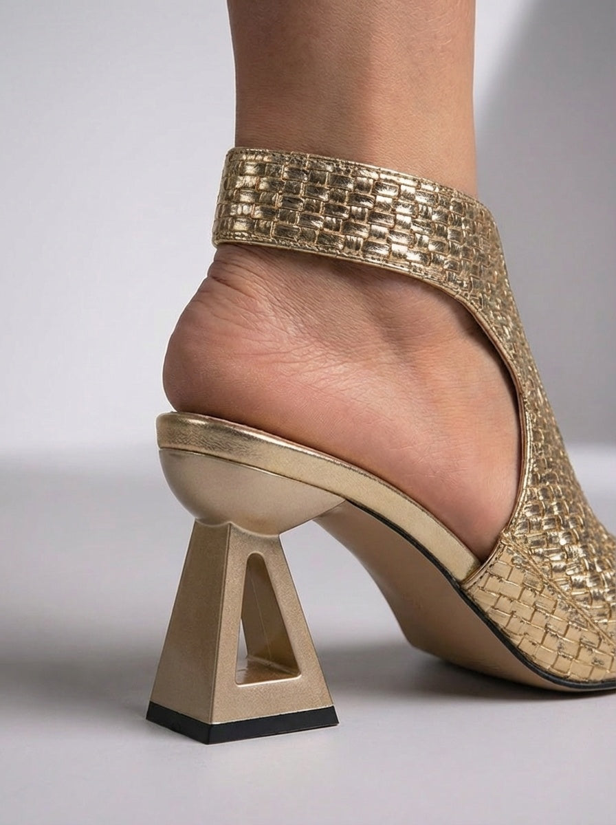 Sandalias Trenzadas Slingback de Tacón Geométrico para Mujer