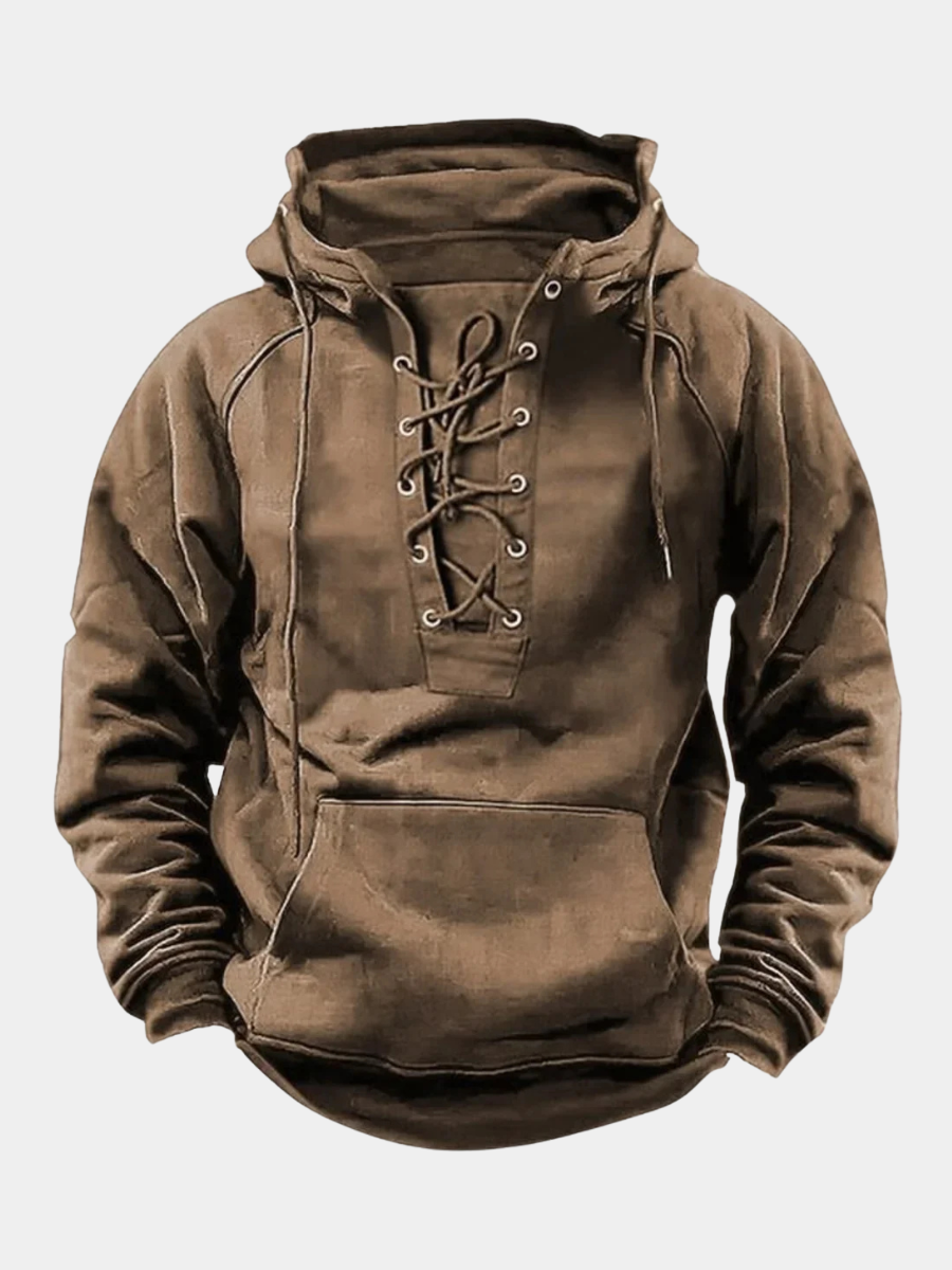 Sudadera Oversize con Capucha, Cordones y Bolsillo Canguro para Hombre