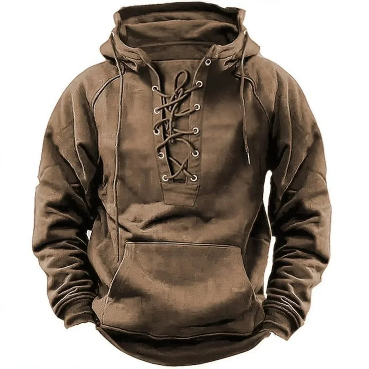 Sudadera Oversize con Capucha, Cordones y Bolsillo Canguro para Hombre