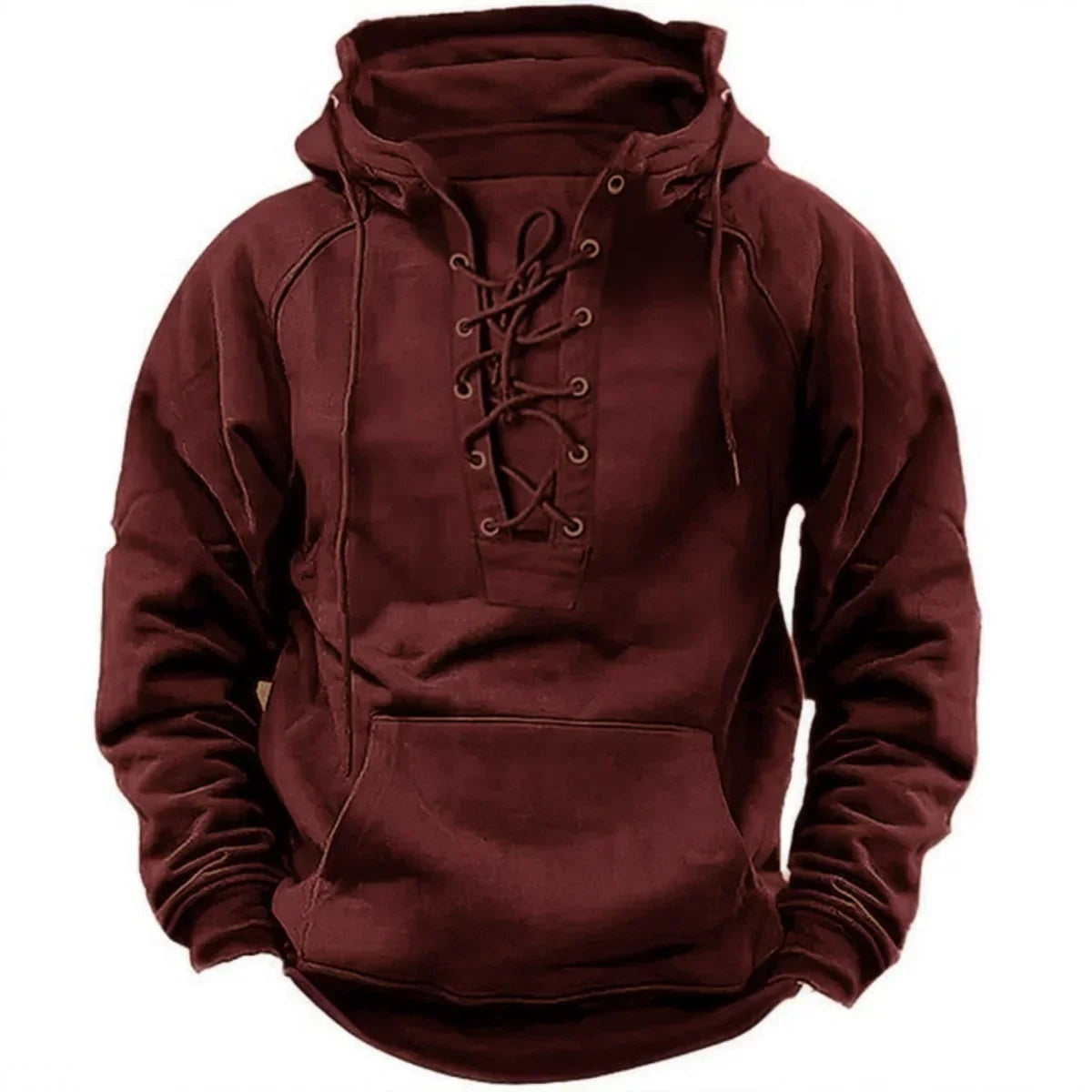 Sudadera Oversize con Capucha, Cordones y Bolsillo Canguro para Hombre