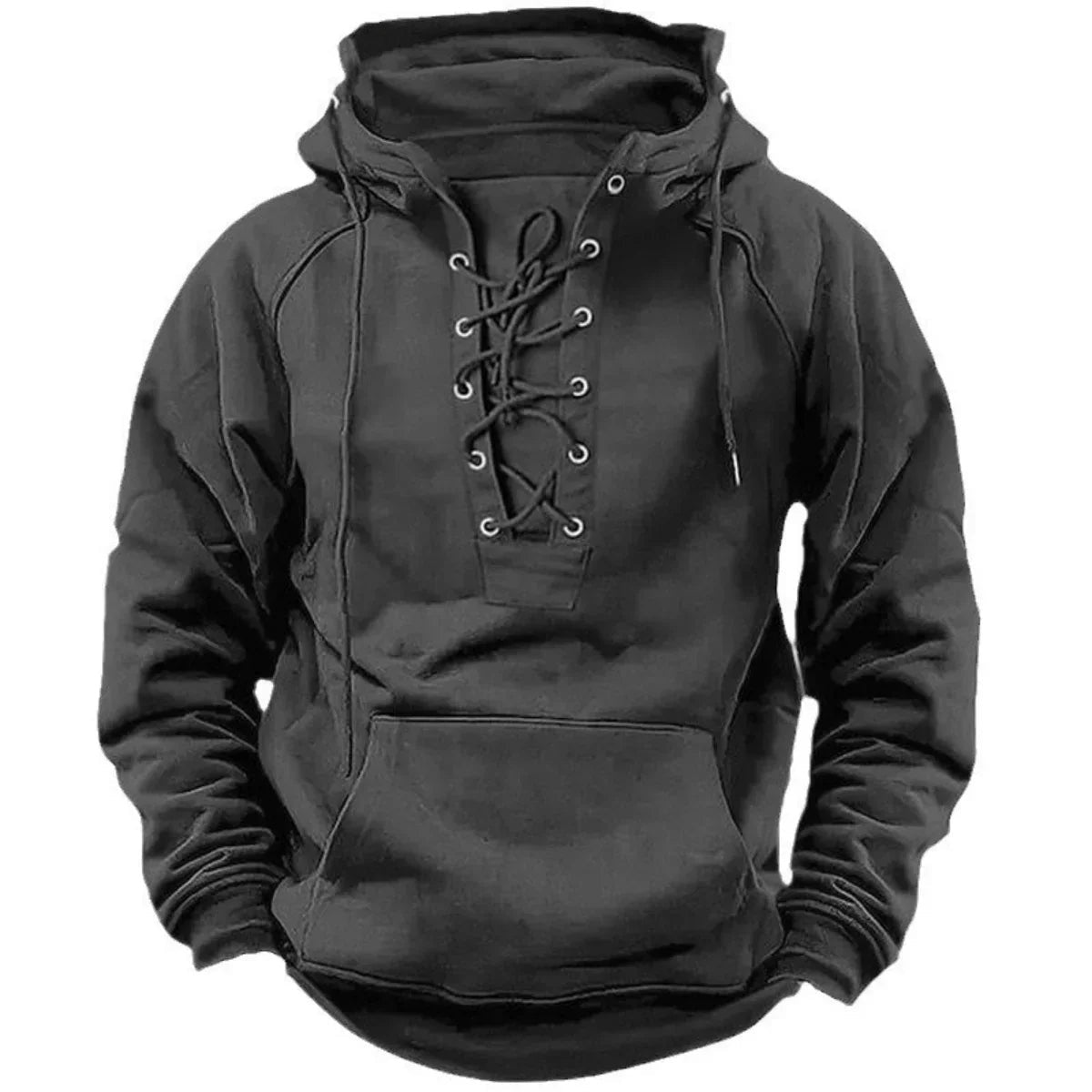 Sudadera Oversize con Capucha, Cordones y Bolsillo Canguro para Hombre