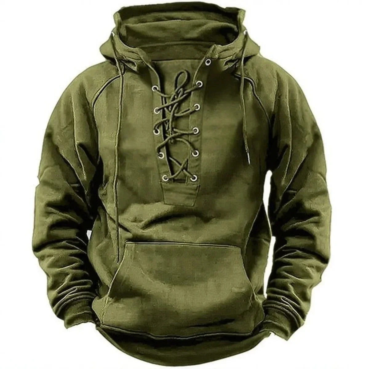 Sudadera Oversize con Capucha, Cordones y Bolsillo Canguro para Hombre