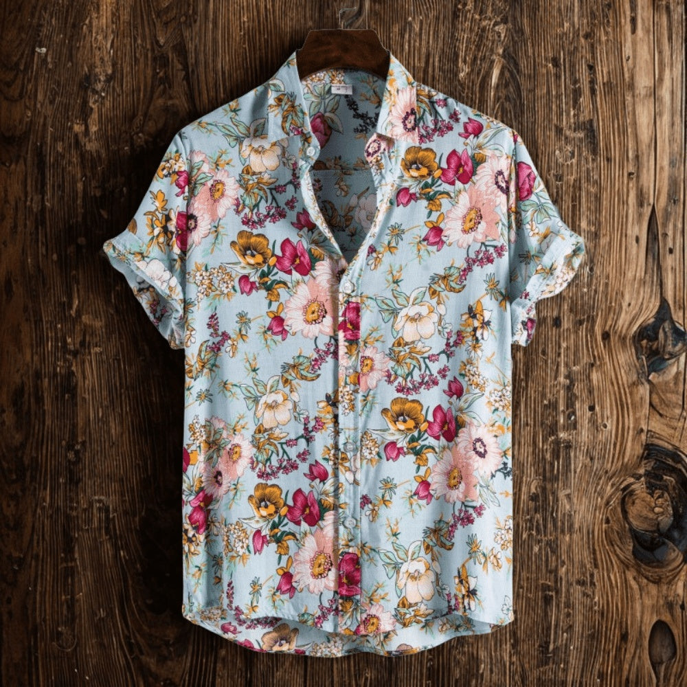 Hawaii Floral | Camisa Hawaiana de Manga Corta Hombre Estampada Floral
