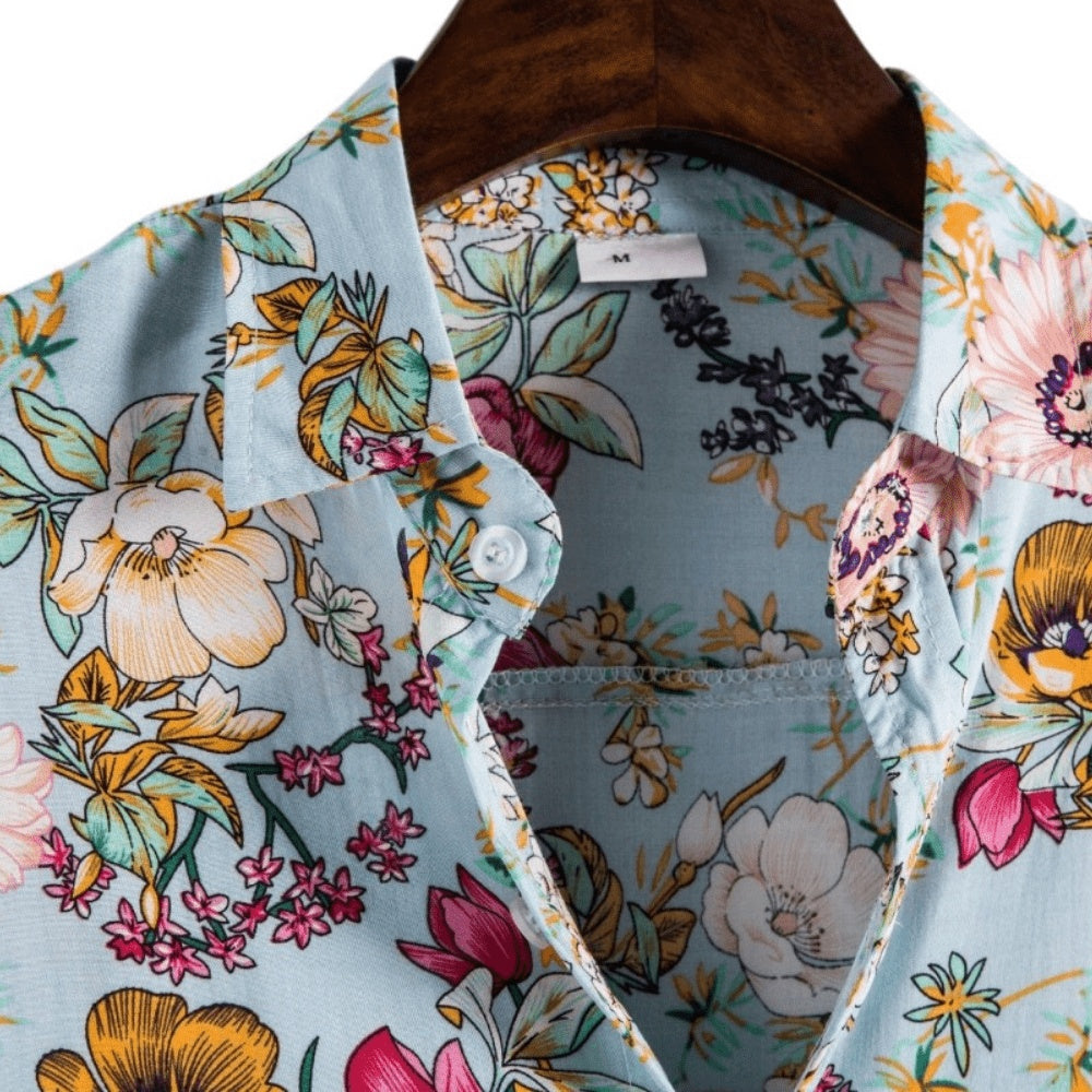 Hawaii Floral | Camisa Hawaiana de Manga Corta Hombre Estampada Floral
