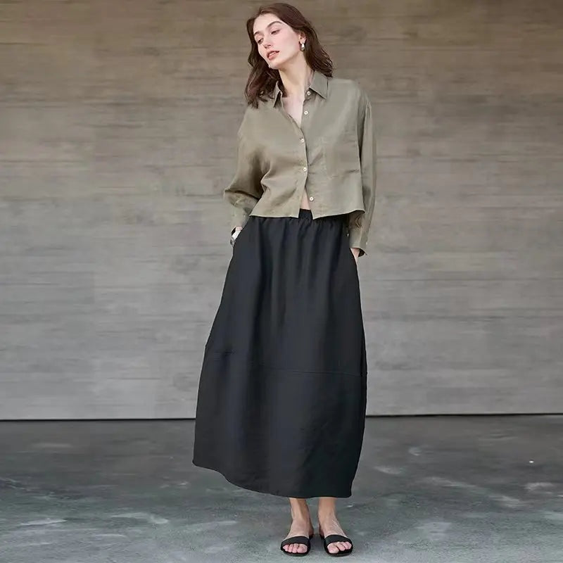 Cropped Sol | Camisa de Lino Cropped Mujer Manga Larga Oversize