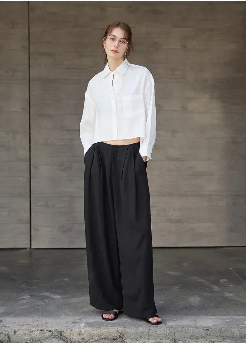 Cropped Sol | Camisa de Lino Cropped Mujer Manga Larga Oversize