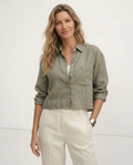 Cropped Sol | Camisa de Lino Cropped Mujer Manga Larga Oversize