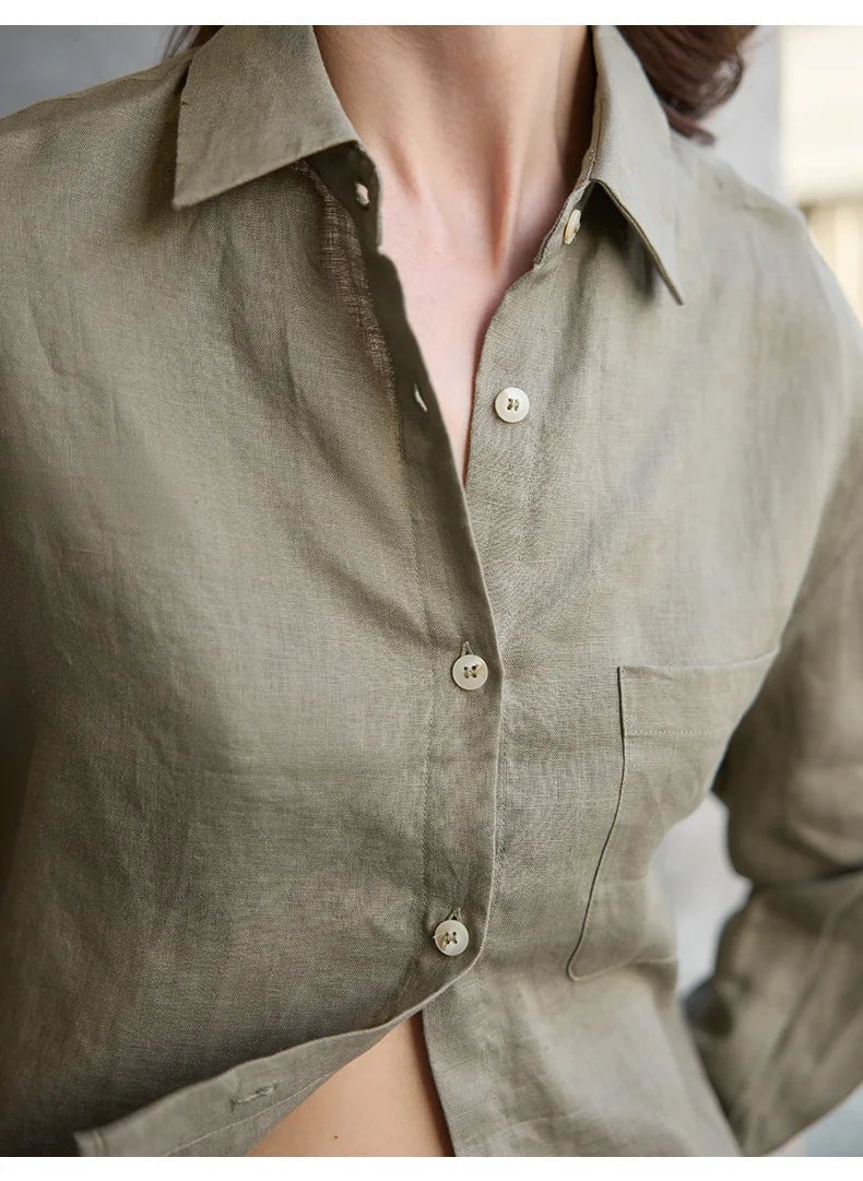Cropped Sol | Camisa de Lino Cropped Mujer Manga Larga Oversize