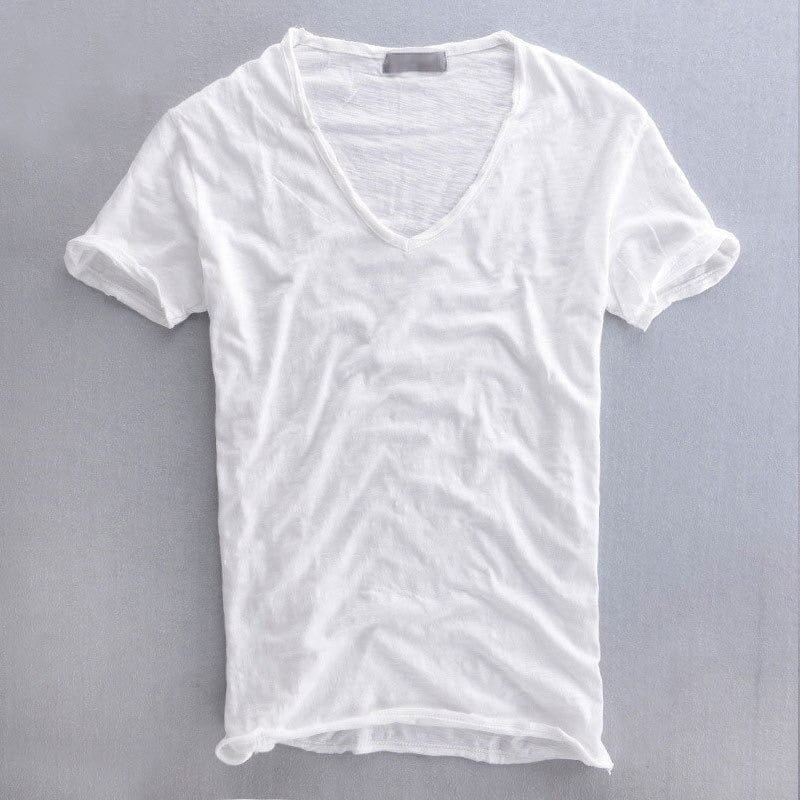 Cuello V Slim | Camiseta Cuello V Slim Fit Hombre Manga Corta