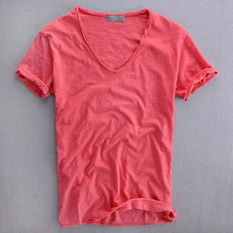 Cuello V Slim | Camiseta Cuello V Slim Fit Hombre Manga Corta