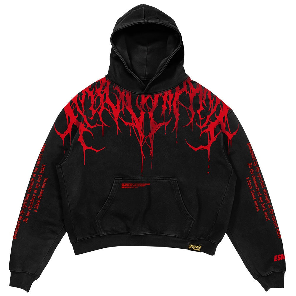Sudadera Oversize con Capucha Estampado Gótico para Hombre