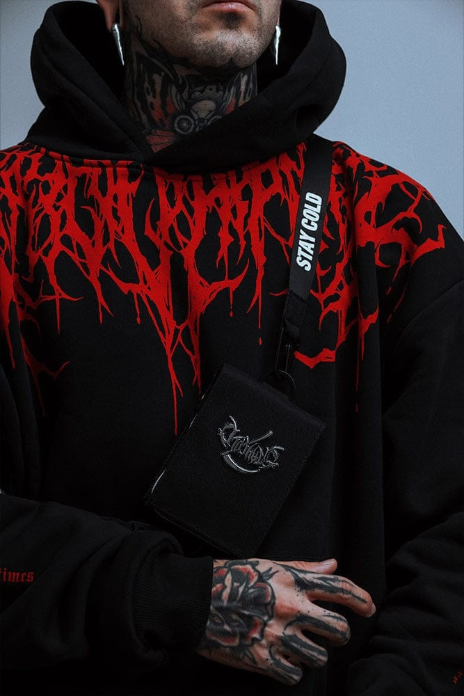 Sudadera Oversize con Capucha Estampado Gótico para Hombre
