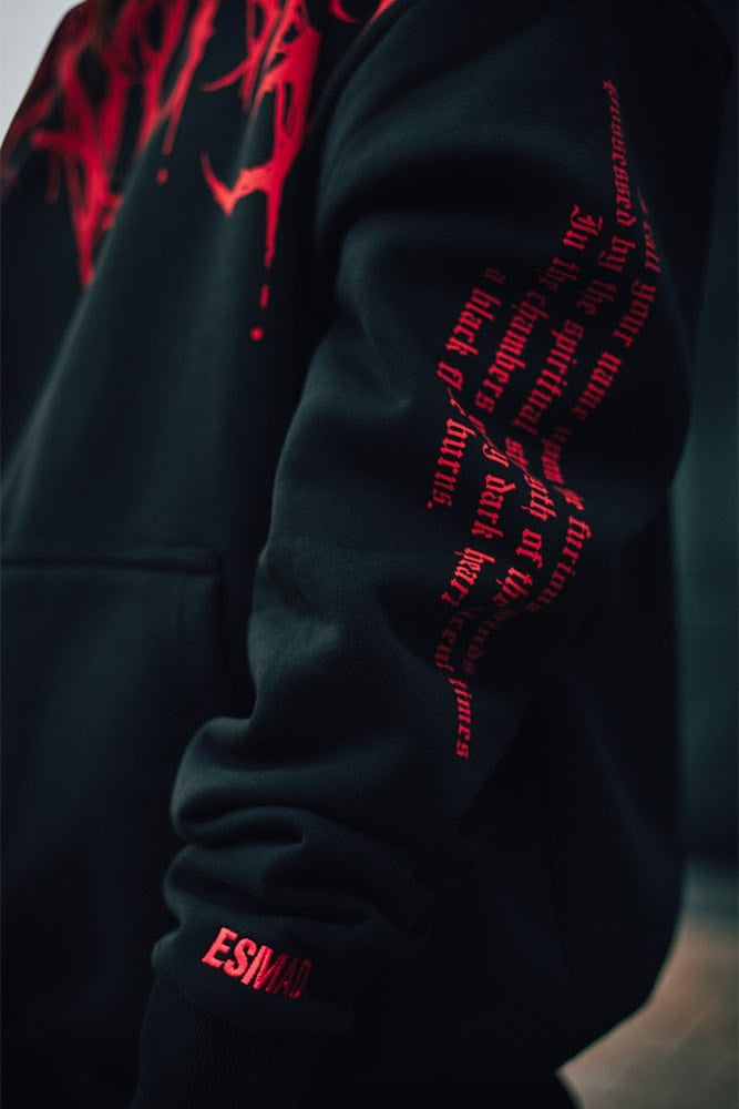 Sudadera Oversize con Capucha Estampado Gótico para Hombre