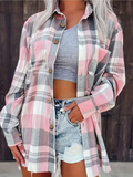 Cuadro Vivo | Camisa de Cuadros Oversize Mujer Manga Larga Bolsillo
