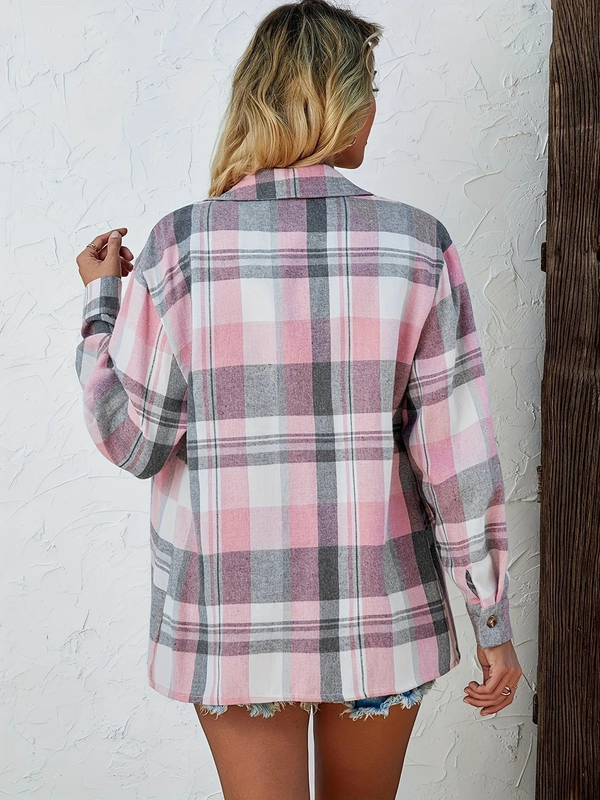 Cuadro Vivo | Camisa de Cuadros Oversize Mujer Manga Larga Bolsillo