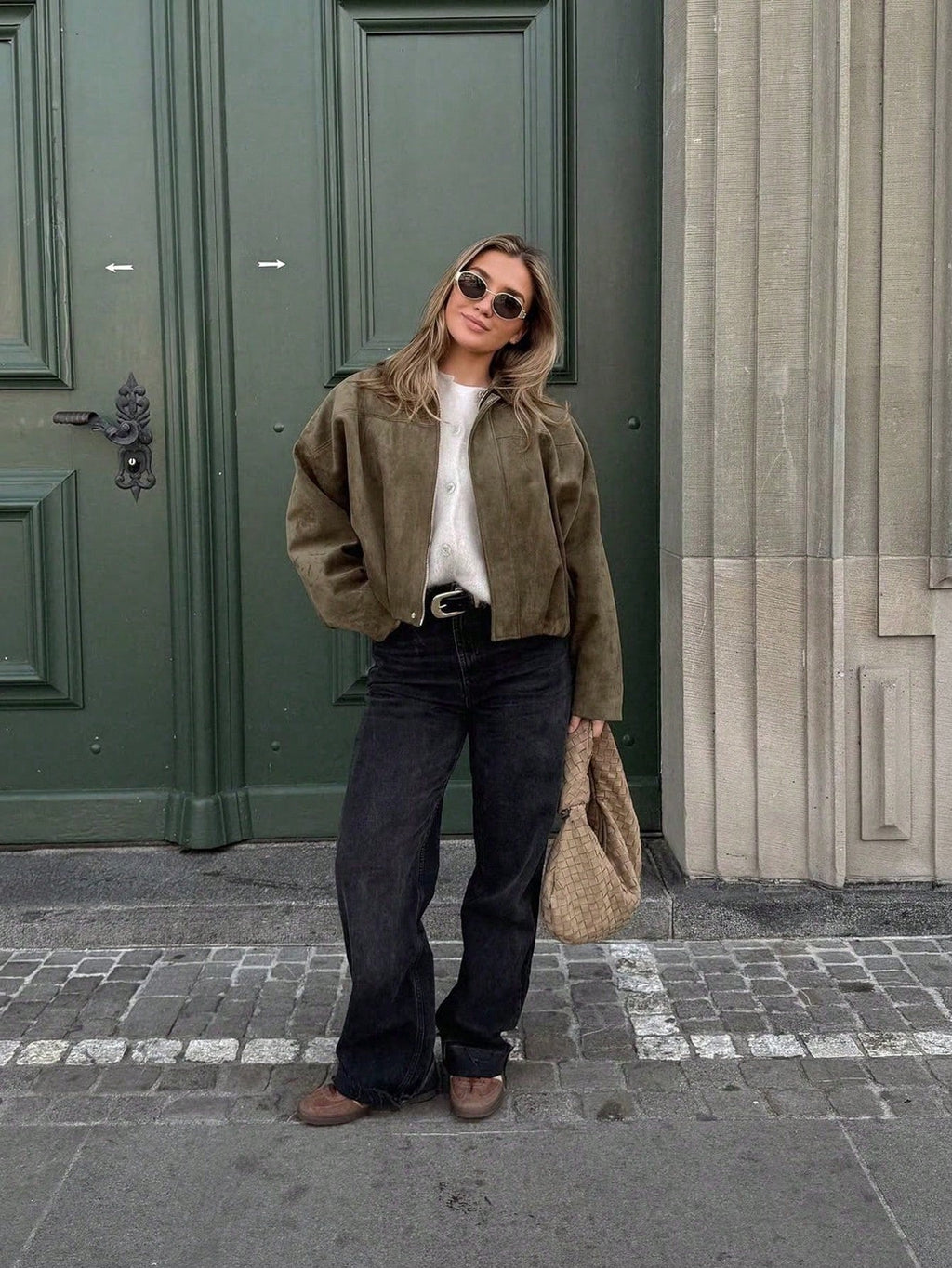 Chaqueta de Ante Oversize con Cremallera para Mujer