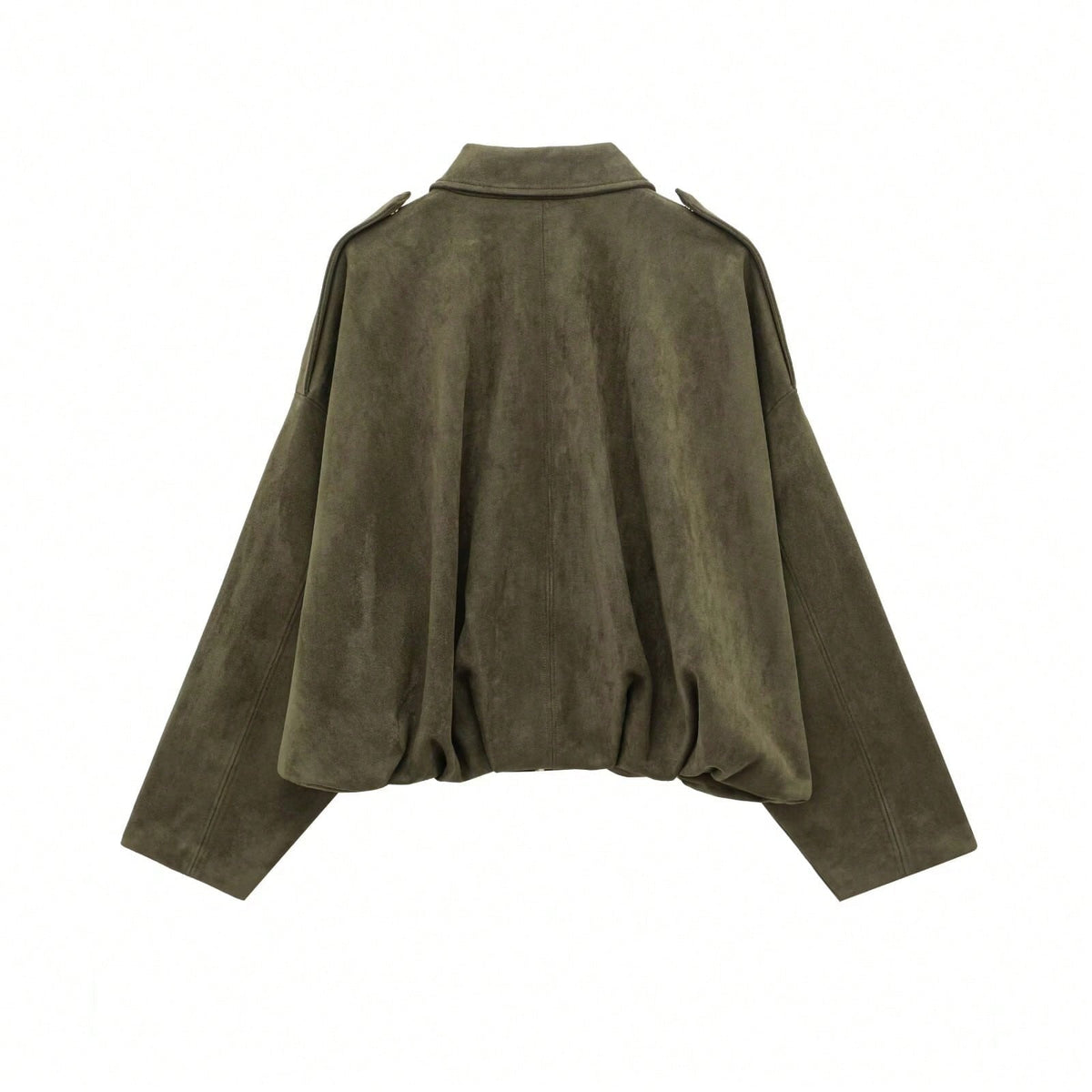 Chaqueta de Ante Oversize con Cremallera para Mujer