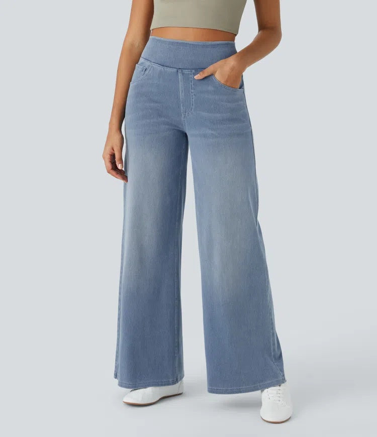 Laia Mujer Jeans Wide Leg de Cintura Alta Pierna Ancha