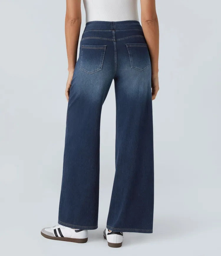 Laia Mujer Jeans Wide Leg de Cintura Alta Pierna Ancha