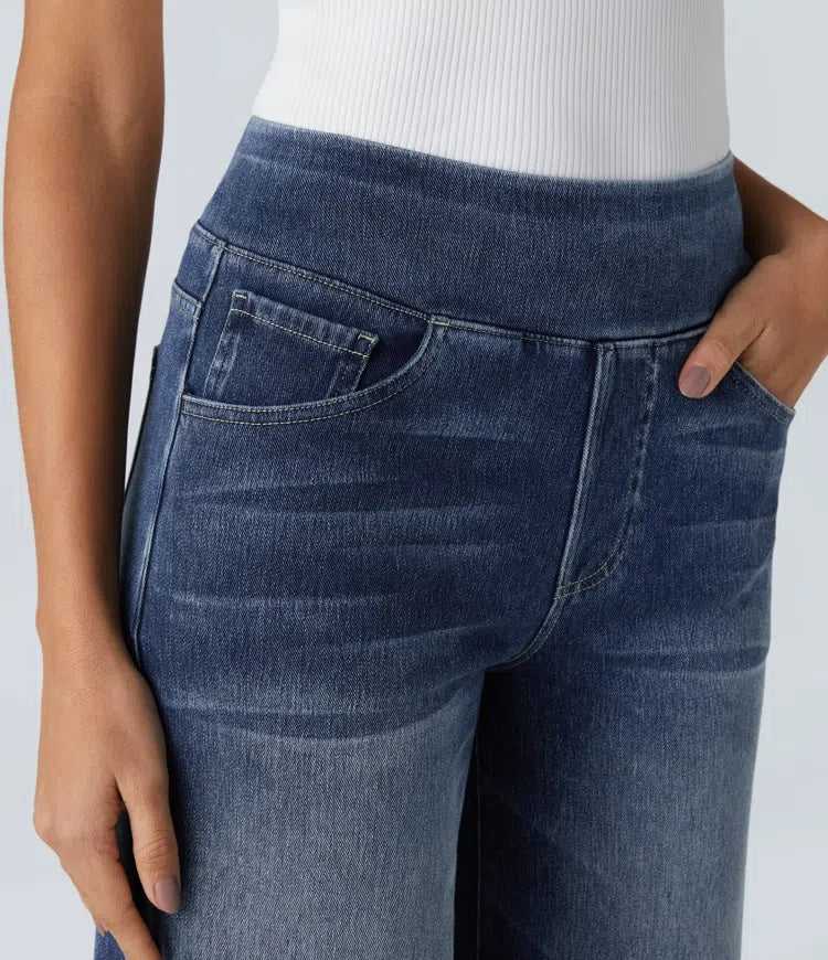Laia Mujer Jeans Wide Leg de Cintura Alta Pierna Ancha