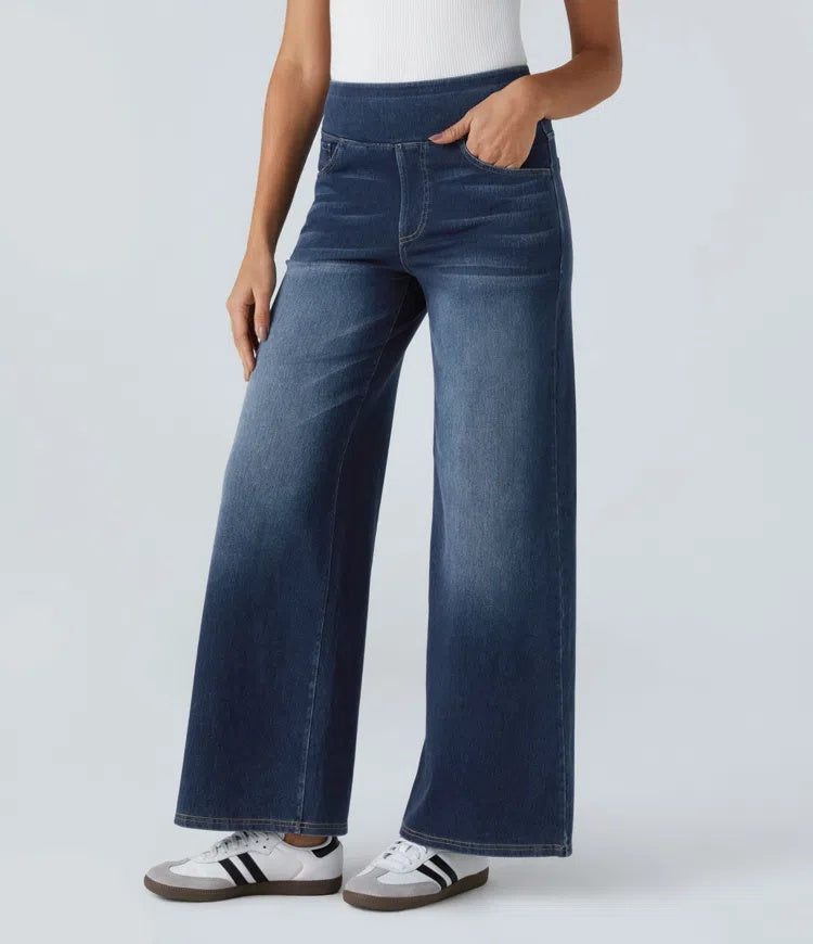 Laia Mujer Jeans Wide Leg de Cintura Alta Pierna Ancha