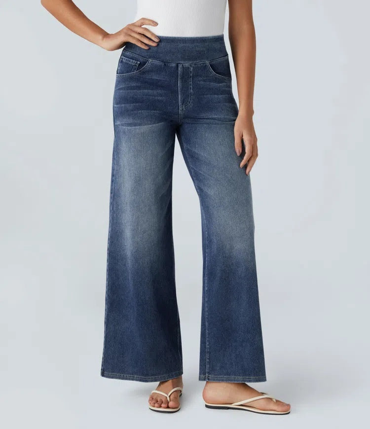 Laia Mujer Jeans Wide Leg de Cintura Alta Pierna Ancha