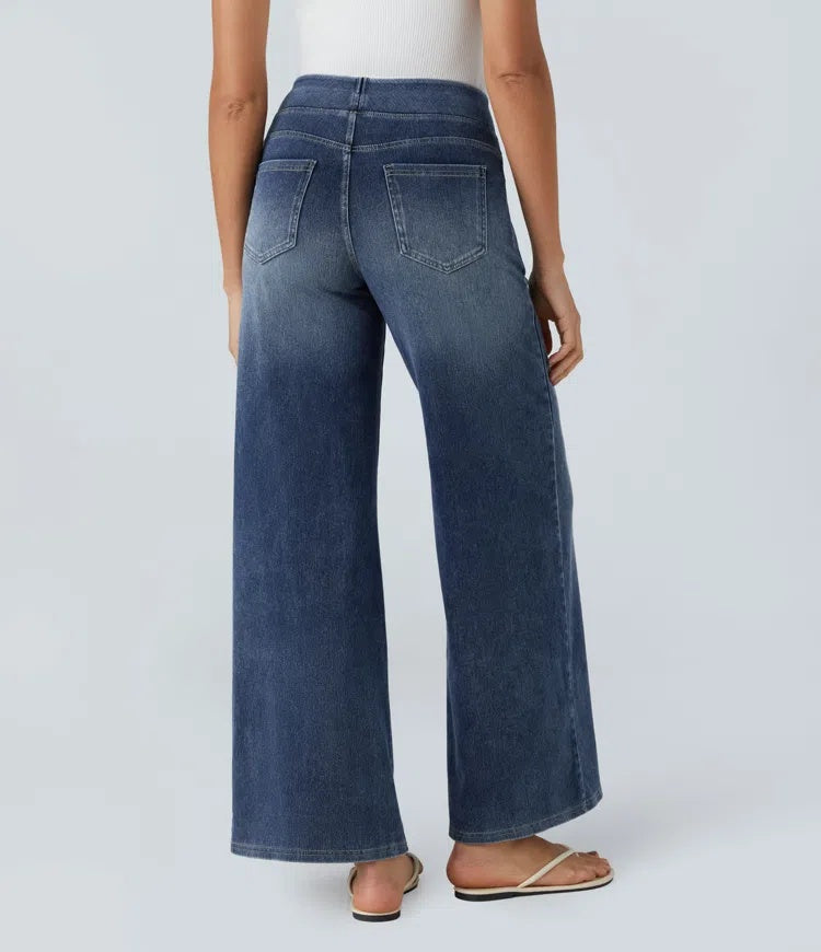 Laia Mujer Jeans Wide Leg de Cintura Alta Pierna Ancha
