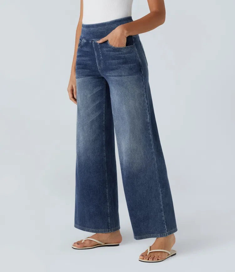 Laia Mujer Jeans Wide Leg de Cintura Alta Pierna Ancha