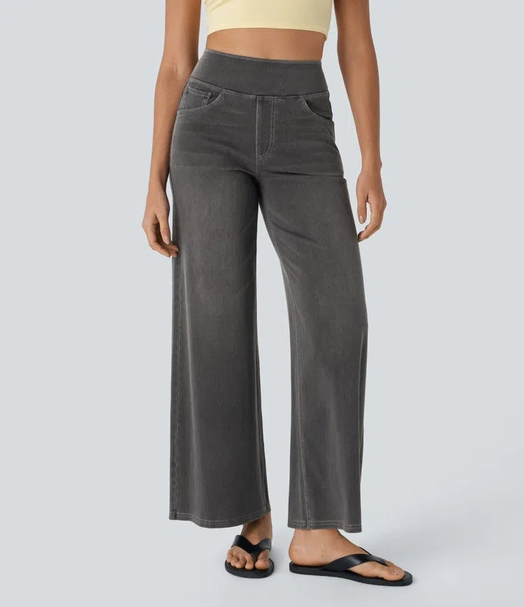 Laia Mujer Jeans Wide Leg de Cintura Alta Pierna Ancha