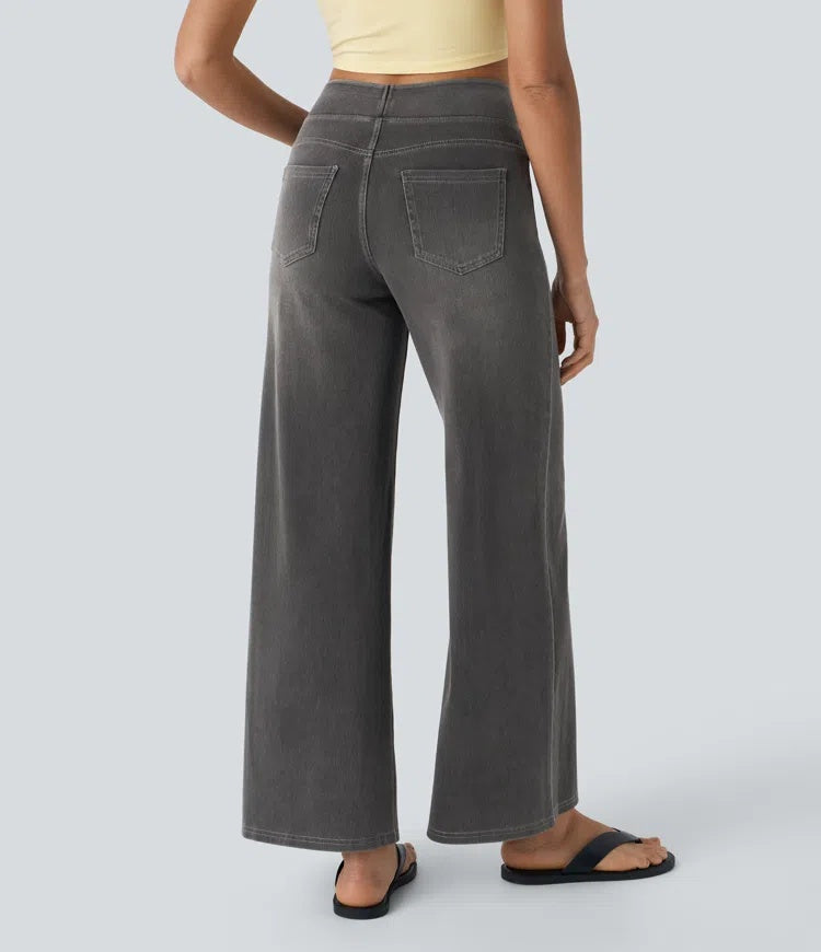 Laia Mujer Jeans Wide Leg de Cintura Alta Pierna Ancha