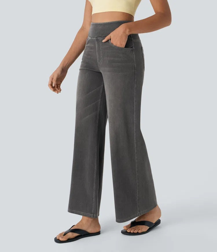 Laia Mujer Jeans Wide Leg de Cintura Alta Pierna Ancha