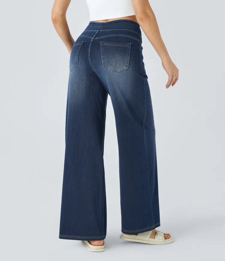 Laia Mujer Jeans Wide Leg de Cintura Alta Pierna Ancha