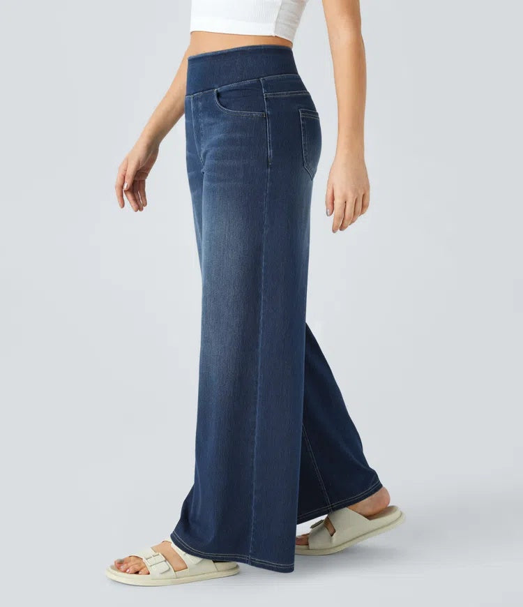 Laia Mujer Jeans Wide Leg de Cintura Alta Pierna Ancha