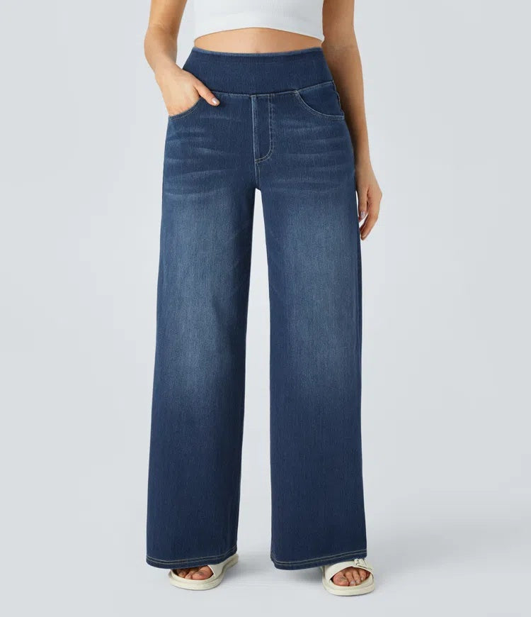 Laia Mujer Jeans Wide Leg de Cintura Alta Pierna Ancha