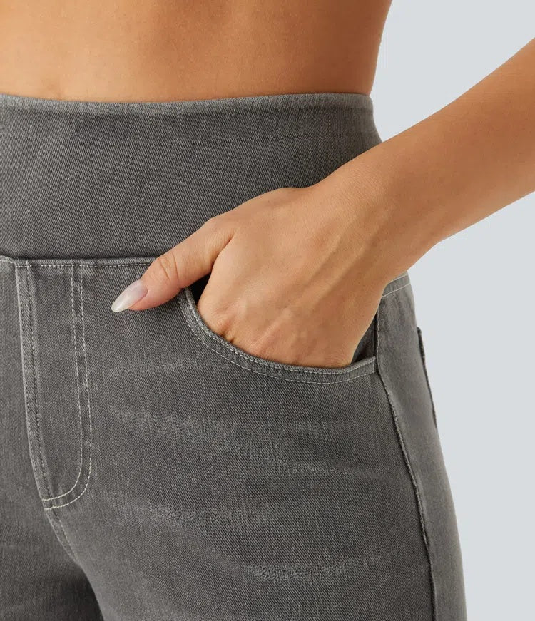 Laia Mujer Jeans Wide Leg de Cintura Alta Pierna Ancha