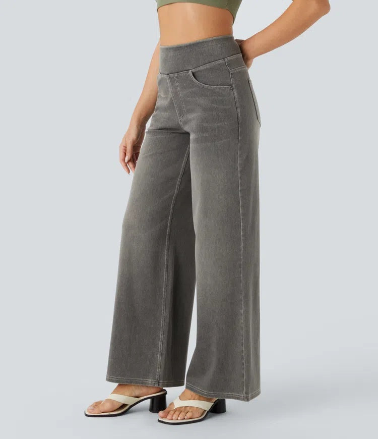 Laia Mujer Jeans Wide Leg de Cintura Alta Pierna Ancha