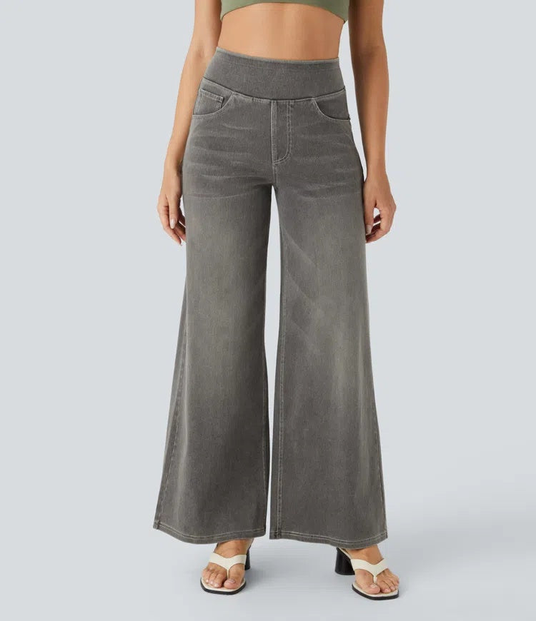 Laia Mujer Jeans Wide Leg de Cintura Alta Pierna Ancha
