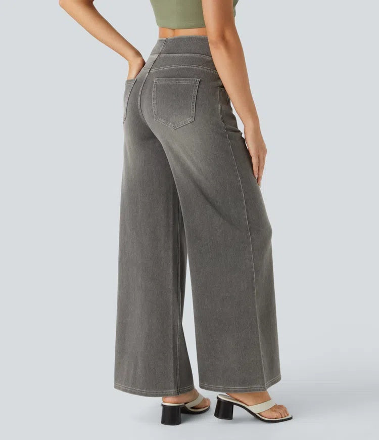 Laia Mujer Jeans Wide Leg de Cintura Alta Pierna Ancha