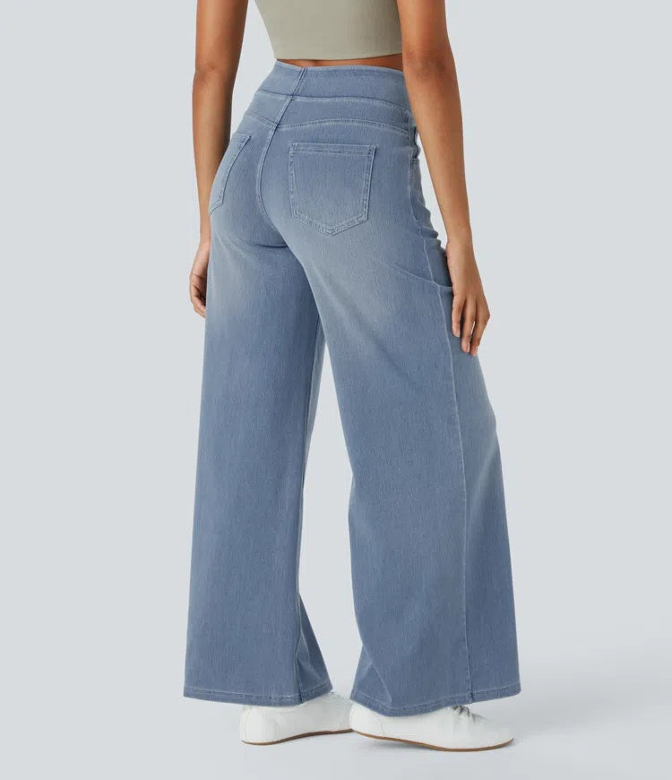 Laia Mujer Jeans Wide Leg de Cintura Alta Pierna Ancha