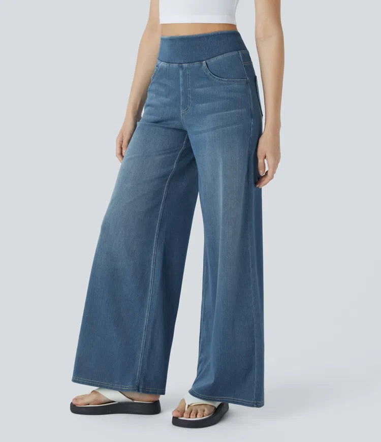 Laia Mujer Jeans Wide Leg de Cintura Alta Pierna Ancha